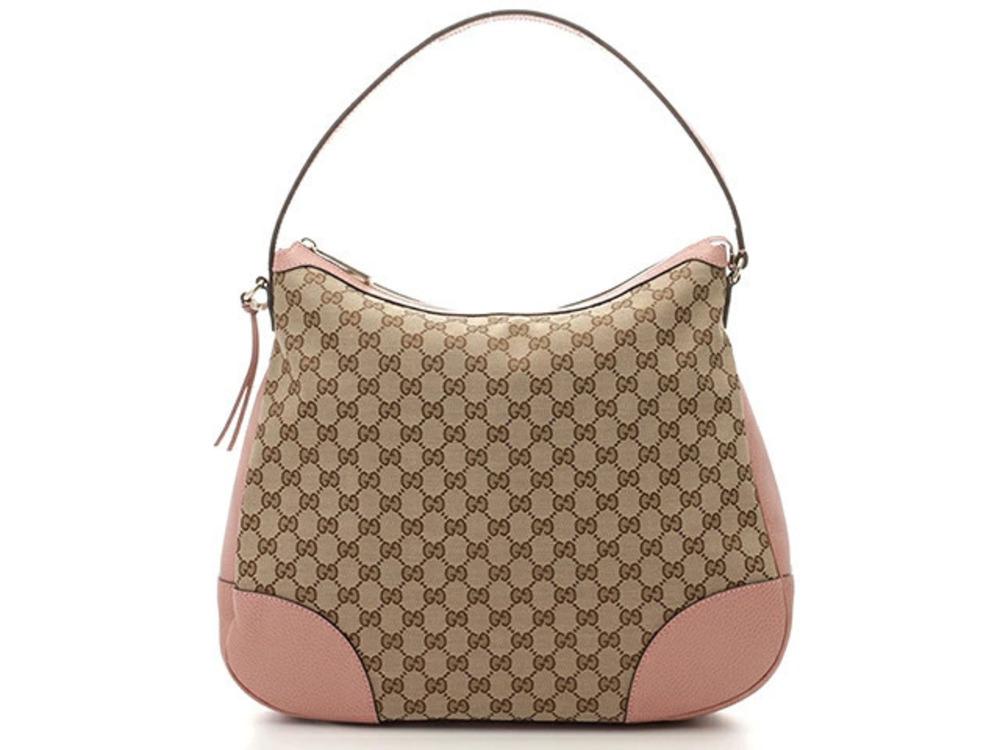 Gucci Shoulder Bag GG Canvas Calfskin Beige Cream Pink